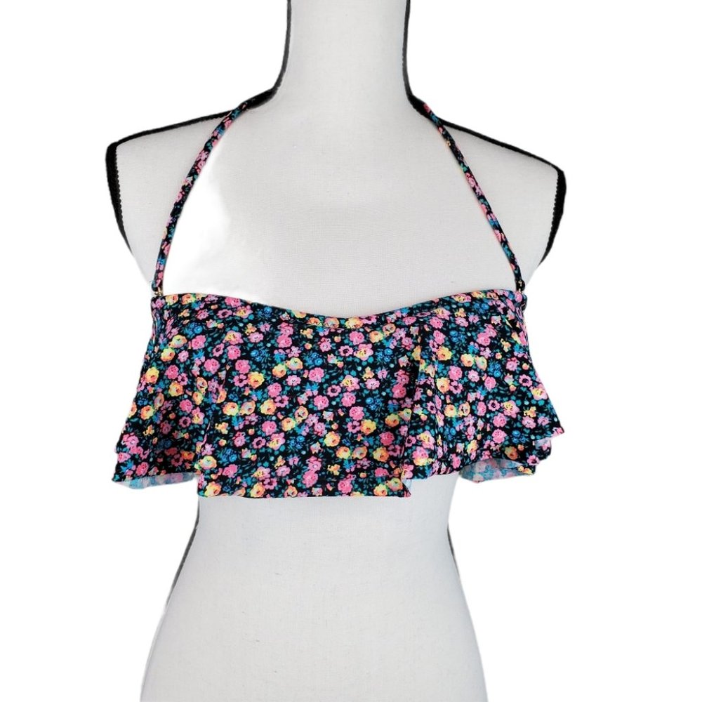 Forever 21 Flower Bandeau/Halter Swim Top Med
